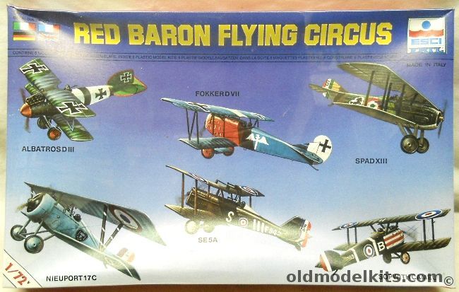 ESCI 1/72 Red Baron Flying Circus D-VII / Albatros D-III / Spad XIII / Sopwith Camel /SE-5A / Nieuport 17C, 9025 plastic model kit